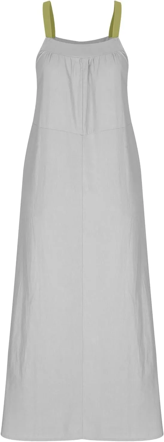 Linen Dresses for Women 2025 Spaghetti Strap Plus Size Cotton Clothes Soft Plus Size Beach Coverup Sundresses