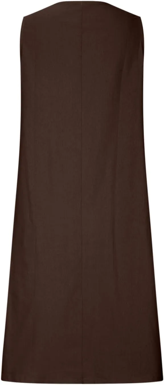Linen Dresses for Women Casual Summer Sleeveless Loose Midi Dress Lightweight Dresses Business Casual Outfits