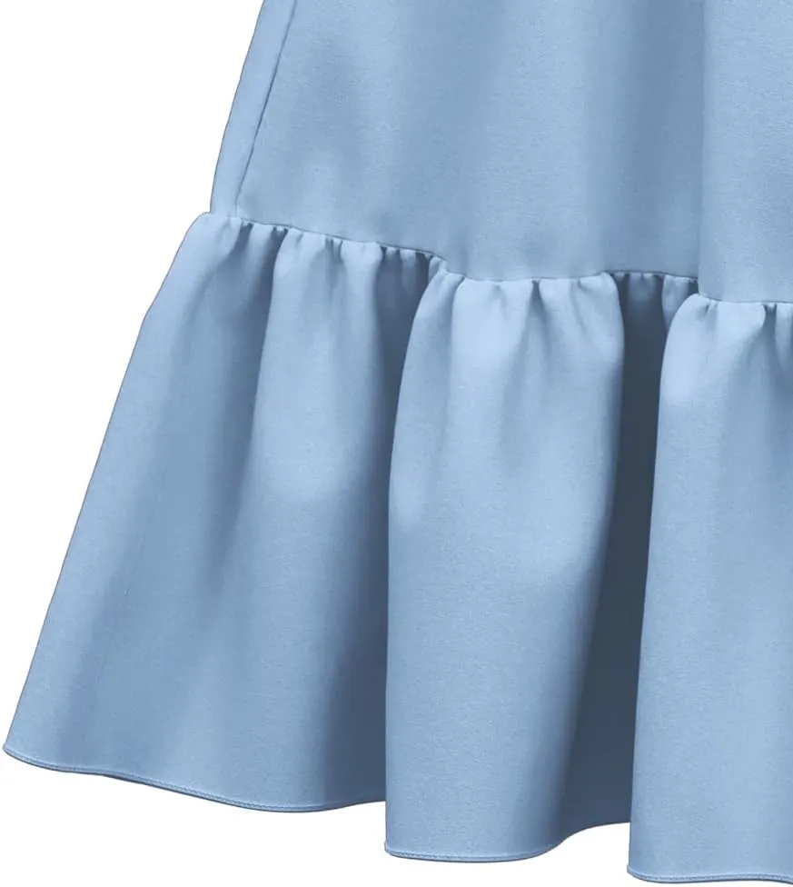 LQSZ Girls Maxi Summer Dress with Pocket Short Sleeve Spring Boho Long Sundress Casual School for Kids Size 3-12 Years