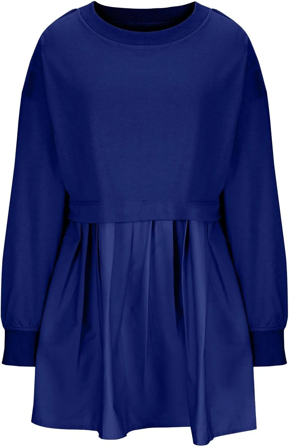 Mini Dress for Women Fall 2024 Color Block Patchwork Pleated Casual Soft Flowy Dress Outdoor Babydoll Bodycon Dresses