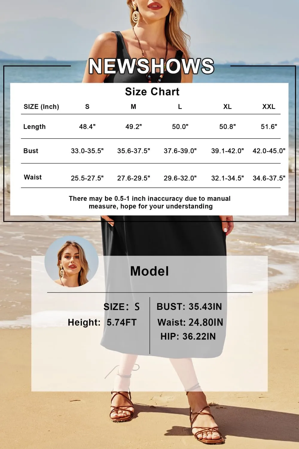Newshows Women's 2024 Summer Sundresses Casual Beach Vacation Outfits Long Flowy Sleeveless Tank Maxi Dress with Pockets