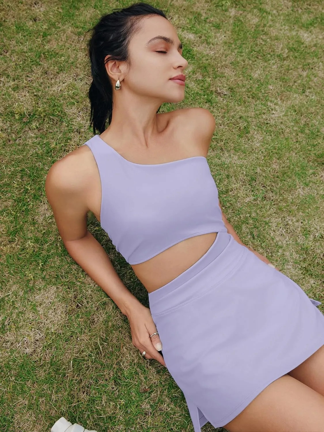 Nirovien Womens Sleeveless Workout Romper Dress with Shorts One Shoulder Skortsie Golf Athletic Tennis Dresses