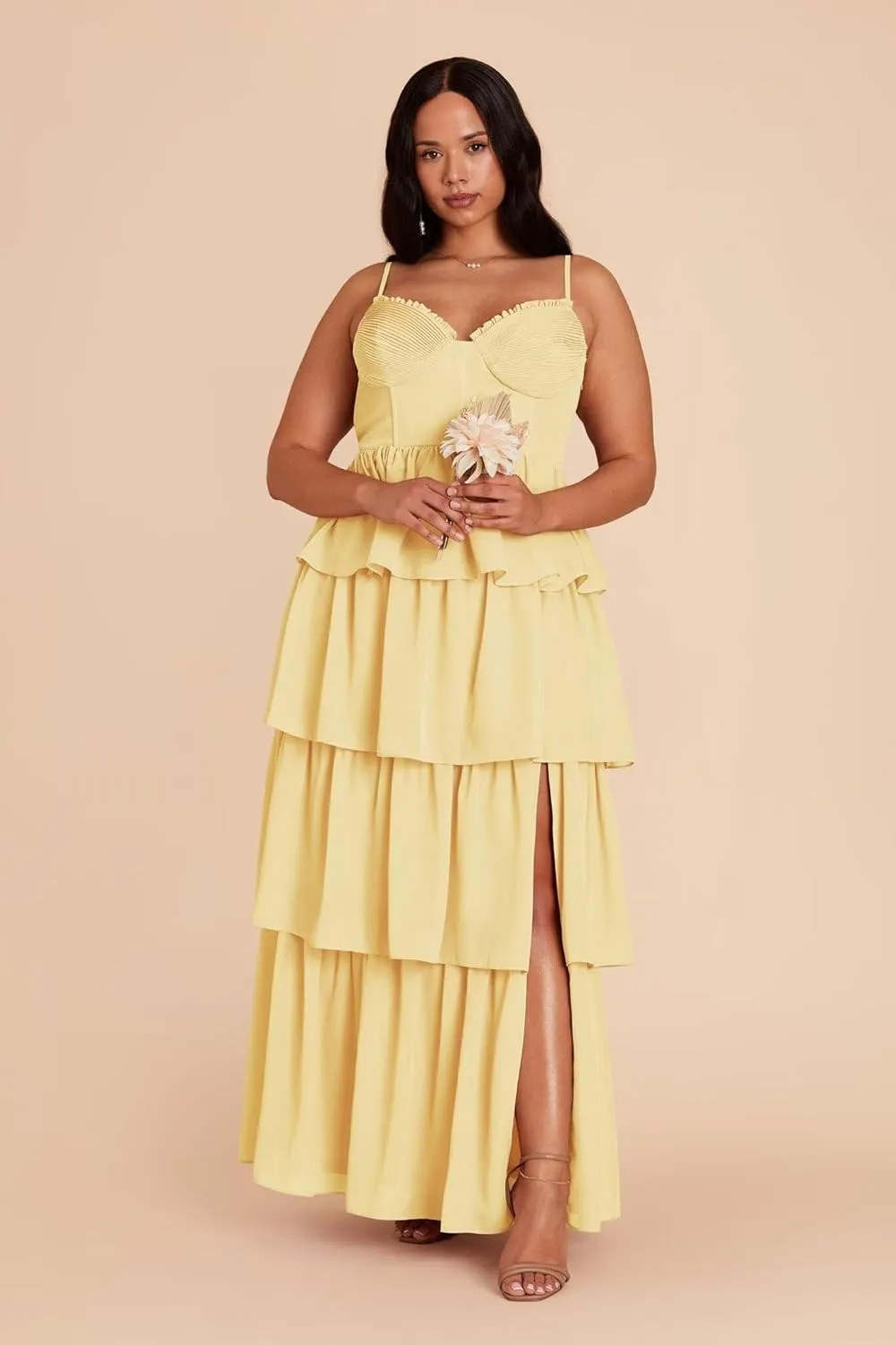 Noras dress Women's Adjustable Spaghetti Straps Bridesmaid Dresses for Wedding V Tiered Split Formal Evening Gown NO285
