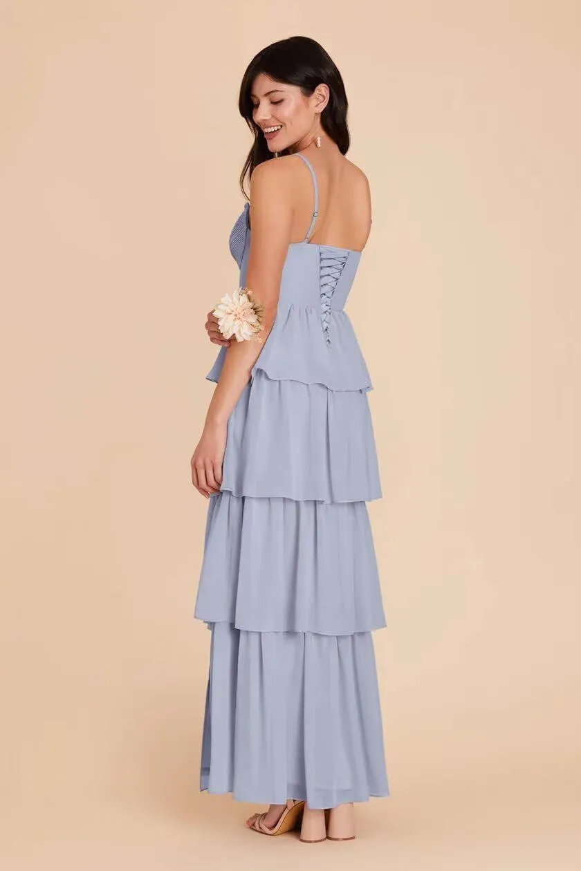 Noras dress Women's Adjustable Spaghetti Straps Bridesmaid Dresses for Wedding V Tiered Split Formal Evening Gown NO285