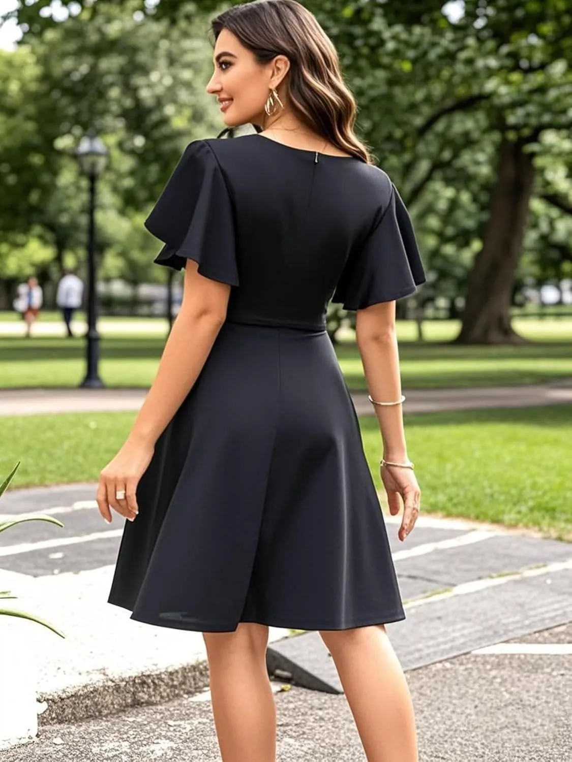 oxiuly Wedding Church Vintage Cocktail Dresses with Pockets Summer Casual Floral Dress for Women Flare376