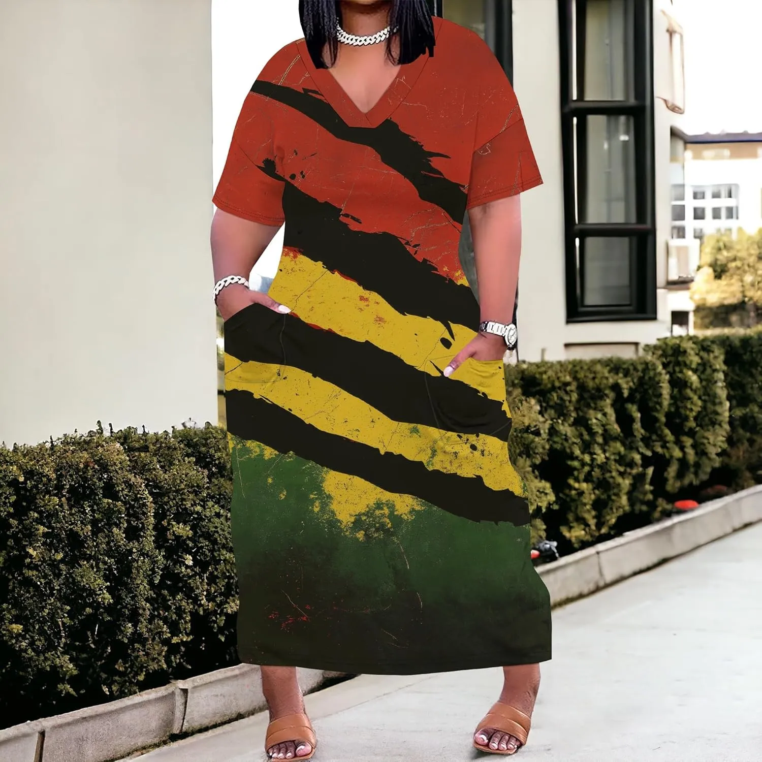 Plus Size Dresses for Curvy Women 2025 Summer Leopard Short Sleeve T Shirt Midi Dress with Pockets