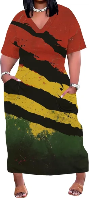 Plus Size Dresses for Curvy Women 2025 Summer Leopard Short Sleeve T Shirt Midi Dress with Pockets