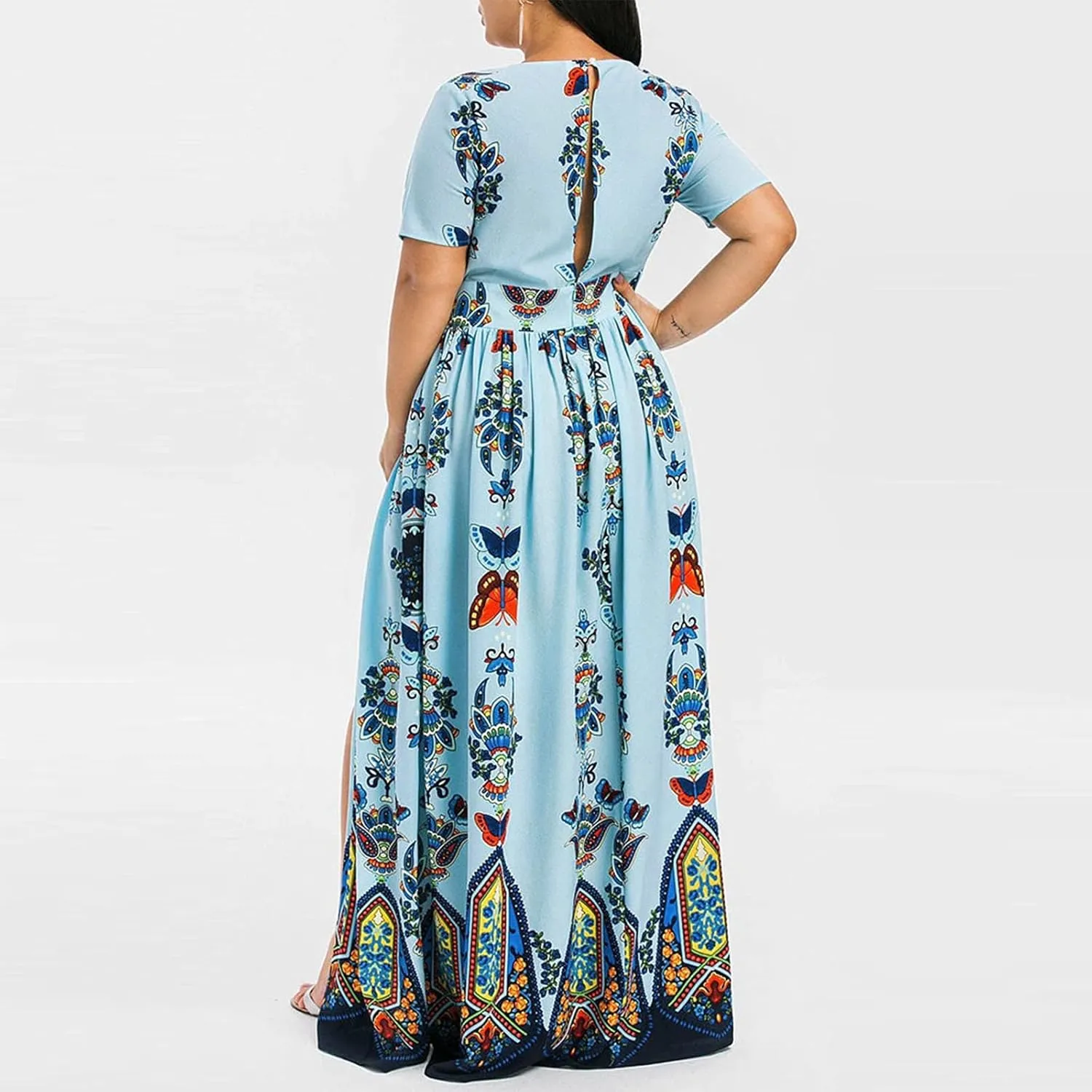 Plus Size Dresses for Women,2023 Summer Elegant Sexy Bodycon Wedding Guest Dress,Trendy Floral Boho Maxi Dress