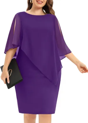 Plus Size Dresses Wedding Guest - Mother of The Bride Cocktail Semi Formal Cape Dresses