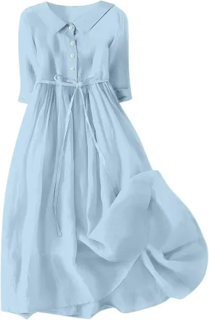 Plus Size Linen Dress for Women Short Sleeve Floral Maxi Dresses Spring Summer Boho Flowy Sundress Cruise Outfits