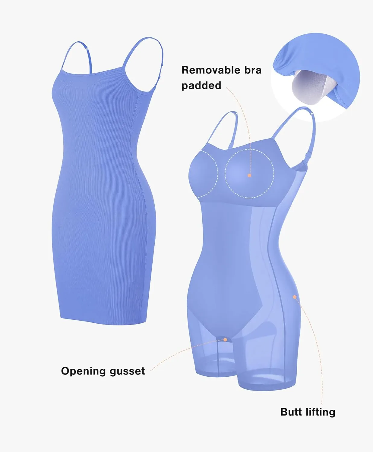 Popilush Summer Dresses for Women 2025 - Dinner Dress Spaghetti Straps Shapewear Mini Dress Club Date Night Bodycon