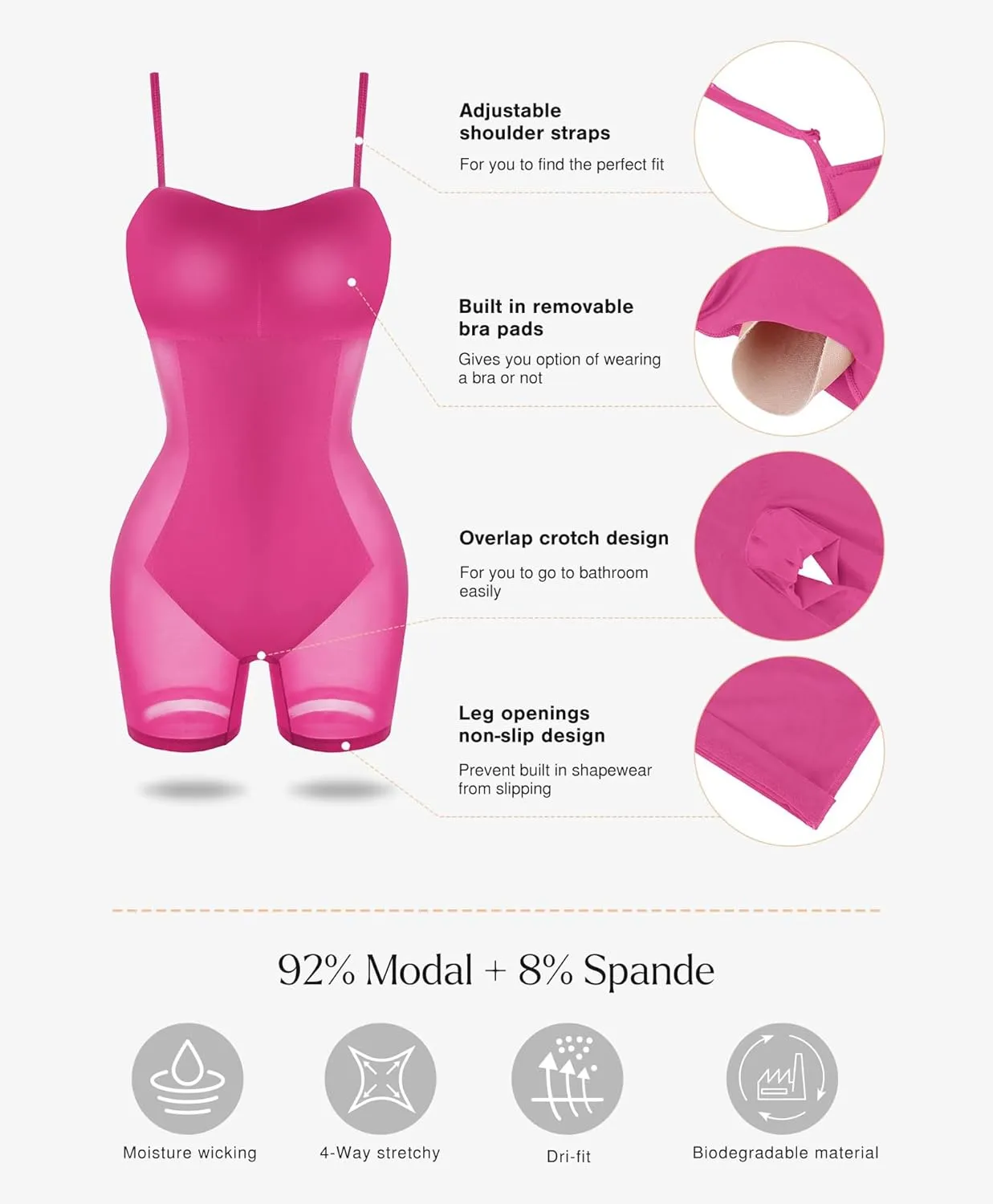 Popilush Summer Dresses for Women 2025 - Dinner Dress Spaghetti Straps Shapewear Mini Dress Club Date Night Bodycon