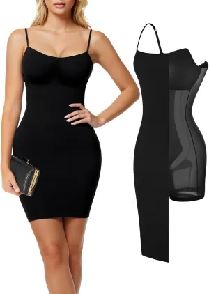 Popilush Summer Dresses for Women 2025 - Dinner Dress Spaghetti Straps Shapewear Mini Dress Club Date Night Bodycon