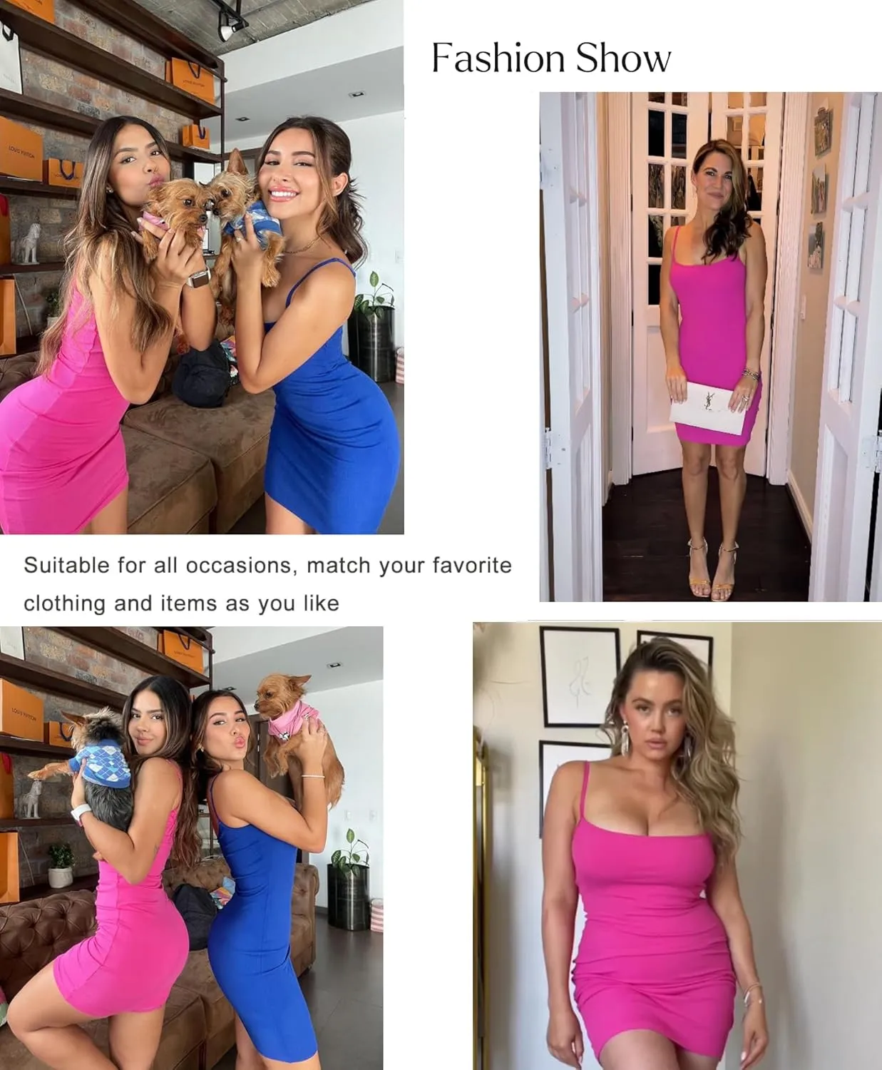 Popilush Summer Dresses for Women 2025 - Dinner Dress Spaghetti Straps Shapewear Mini Dress Club Date Night Bodycon