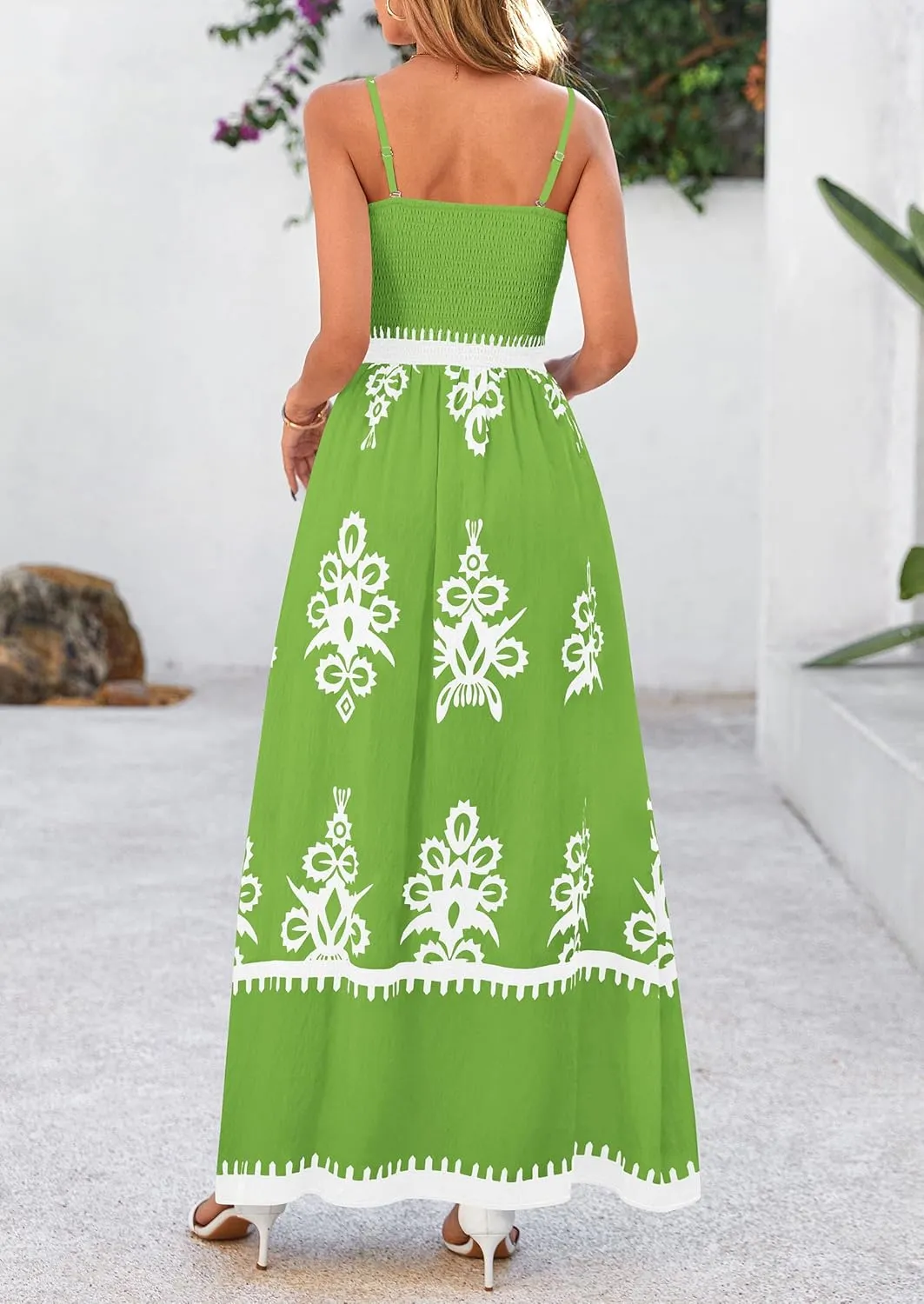 PRETTYGARDEN Summer Dress for Women 2025 Floral Sundress Spaghetti Strap Flowy Beach Vacation Boho Maxi Dresses