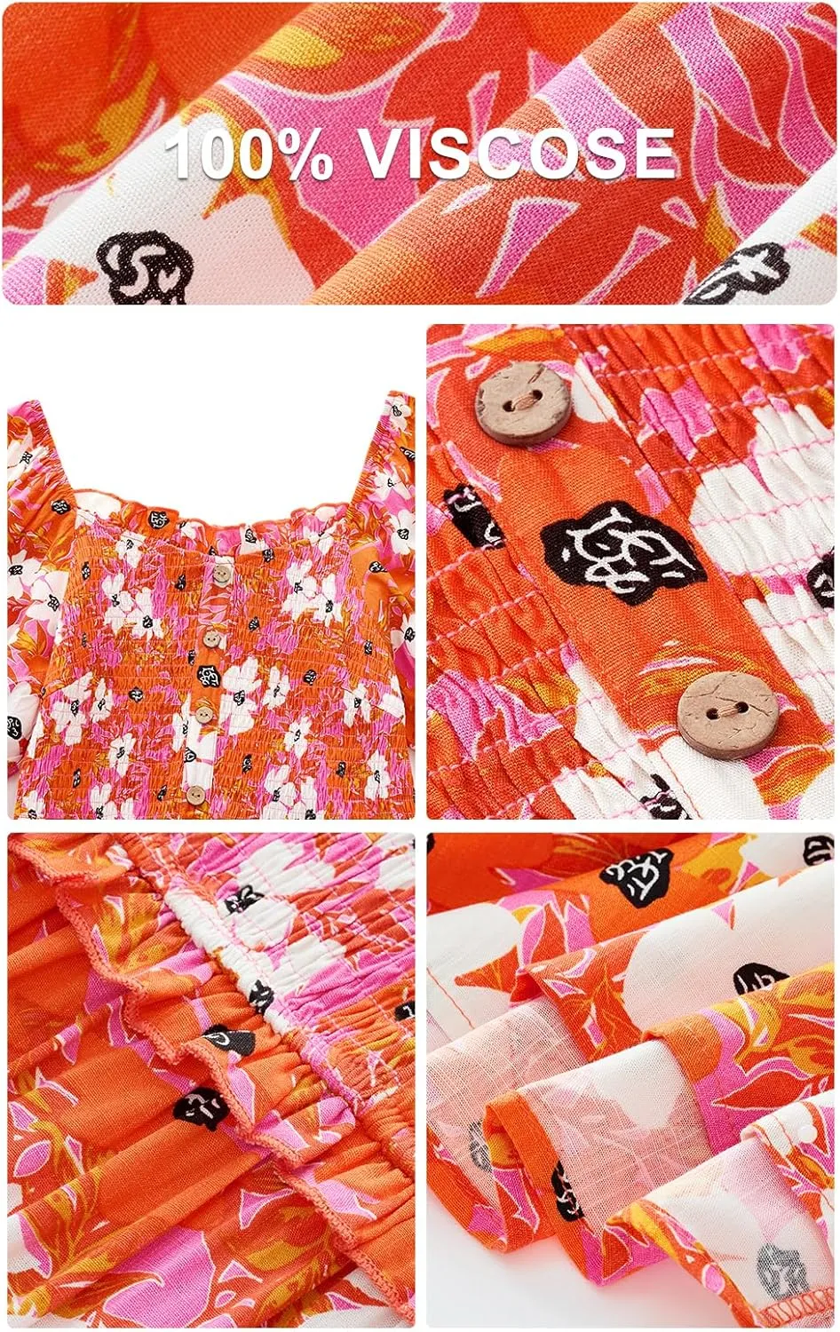 PRETTYGARDEN Womens Summer Dresses 2025 Casual Boho Floral Puff Short Sleeve Flowy Maxi Dress Smocked V Neck Sun Dresses