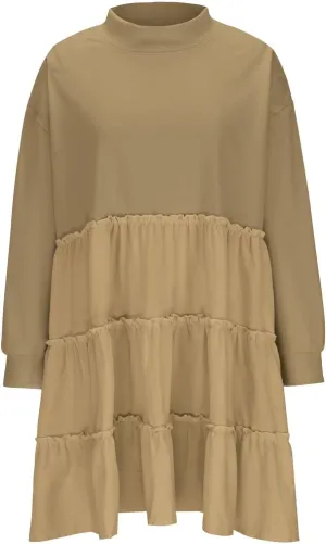 Ruffle Dress for Women 2024 Fall Long Sleeve Pullover Crewneck Sweatshirt Dress Casual Mini Dresses S~2XL