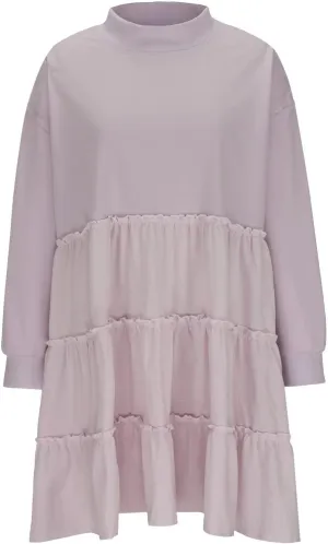 Ruffle Dress for Women 2024 Fall Long Sleeve Pullover Crewneck Sweatshirt Dress Casual Mini Dresses S~2XL