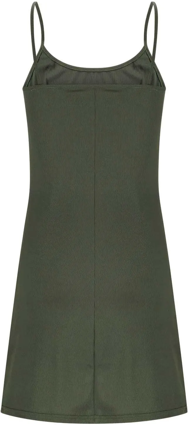 Sleeveless Round Neck Dresses for Womens Summer Casual Solid Color - Adjustable Strap Flowy Mini Dress for Beach