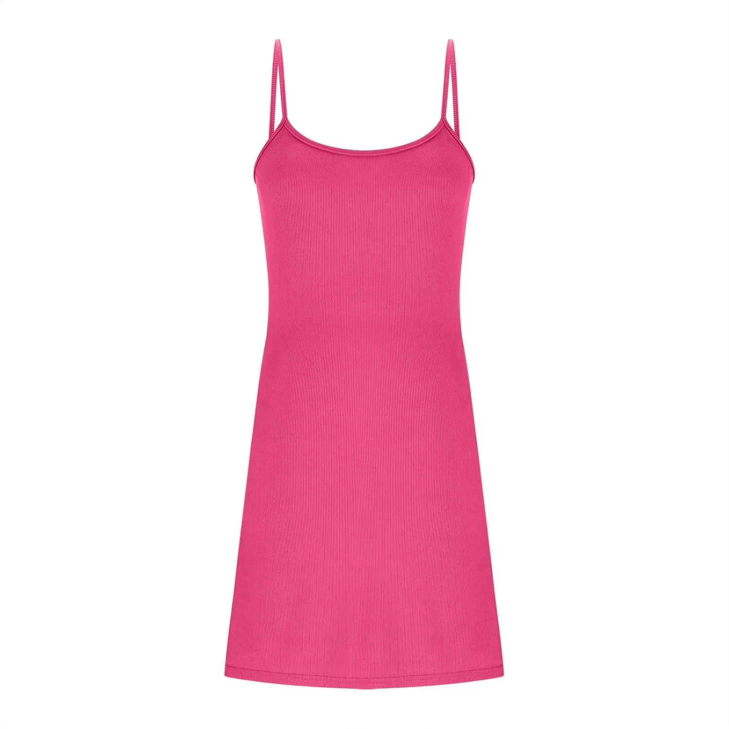 Sleeveless Round Neck Dresses for Womens Summer Casual Solid Color - Adjustable Strap Flowy Mini Dress for Beach