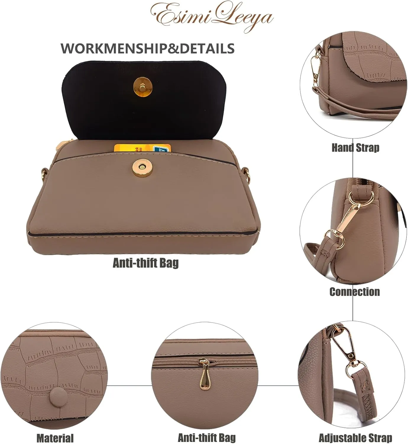 Small Cross Body Bag for Woman Crossbody Wallet Purse Mini handbags with Wristlet Strap