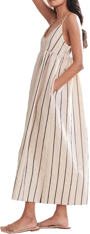 Spaghetti Strap Maxi Dress for Women Sleeveless V Neck Summer Flowy Cami Dress Beach Long Dresses with Pockets