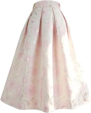 Spring Autumn Vintage Elegant Floral Print Aesthetic Y2k Purple Rose Pleated Long Midi Skirt