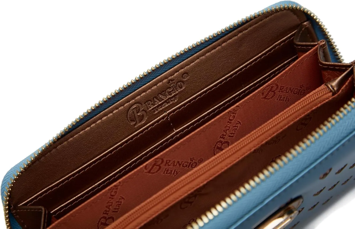 Starz Art Retro Vegan Leather Designer Women's Wallet with Rhinestone Accents, Heart Design Patent Leather Wristlet (Light Blue)