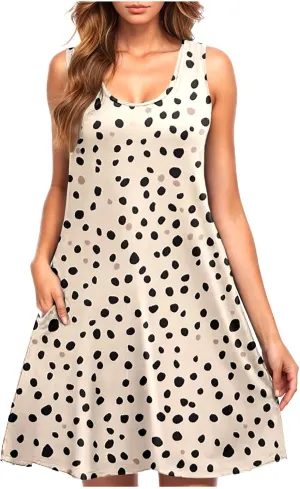 Summer Dresses for Women 2025 Casual Floral Print Vintage Sleeveless Dress Crew Neck Soft Trendy A Line Outdoor Dress