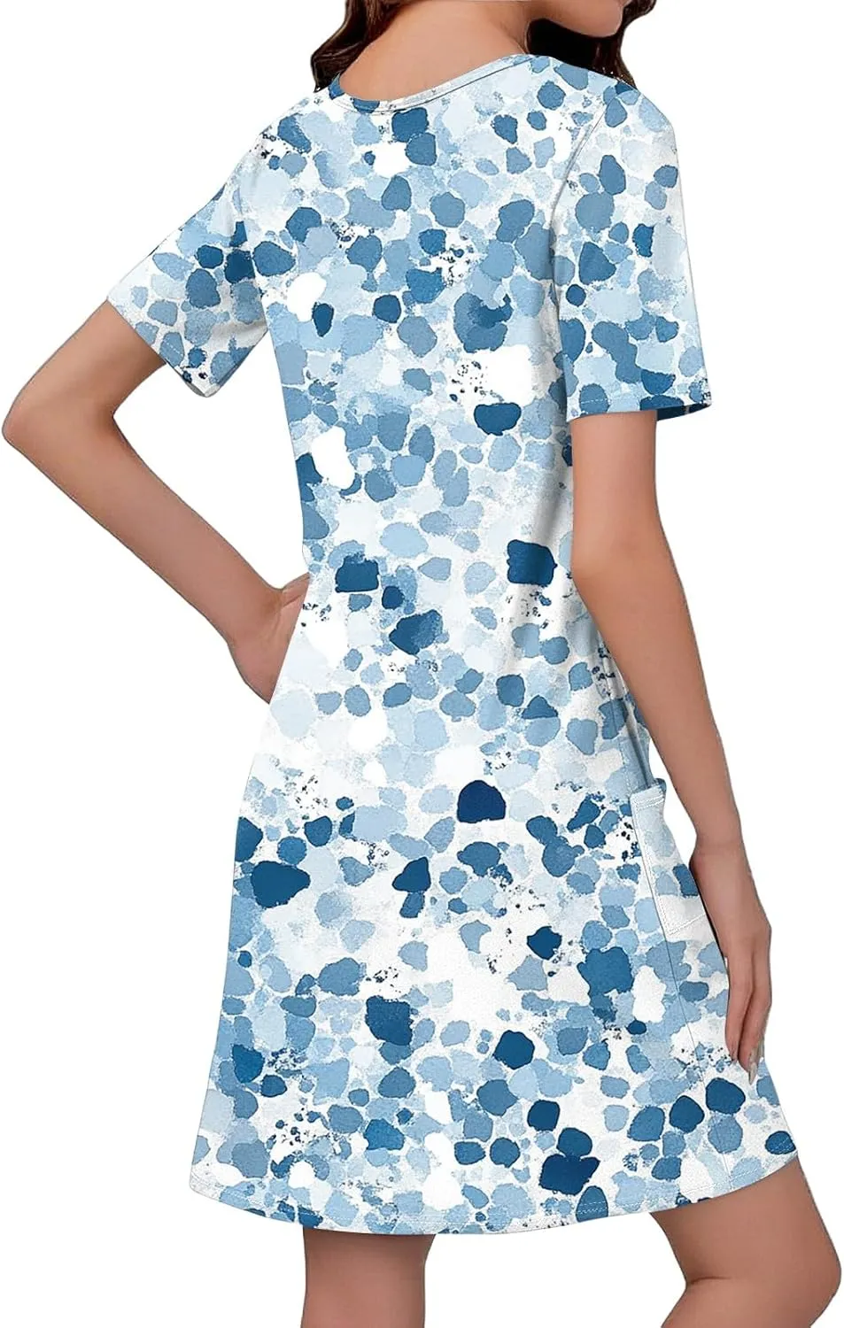 Summer Dresses for Women 2025 Casual Loose V Neck Short Sleeve T Shirt Dress Sundresses Beach Cover Up with Pockets