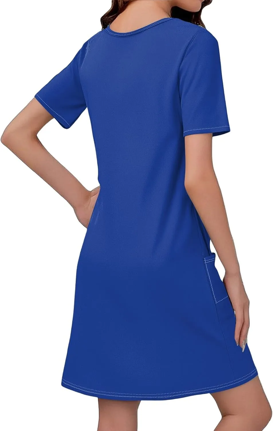 Summer Dresses for Women 2025 Casual Loose V Neck Short Sleeve T Shirt Dress Sundresses Beach Cover Up with Pockets