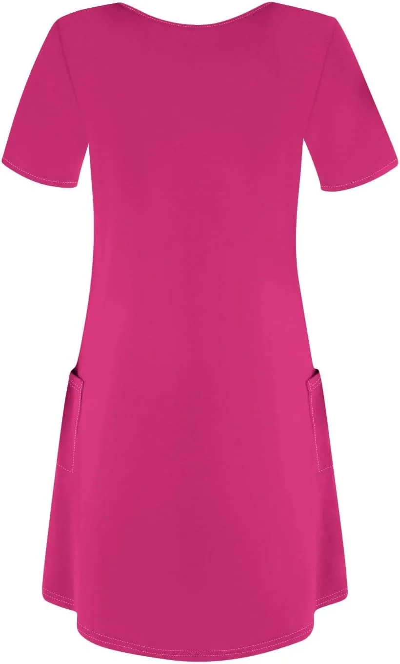 Summer Dresses for Women 2025 Casual Loose V Neck Short Sleeve T Shirt Dress Sundresses Beach Cover Up with Pockets