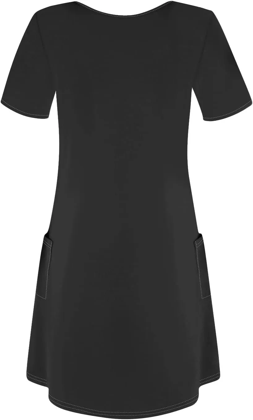 Summer Dresses for Women 2025 Casual Loose V Neck Short Sleeve T Shirt Dress Sundresses Beach Cover Up with Pockets