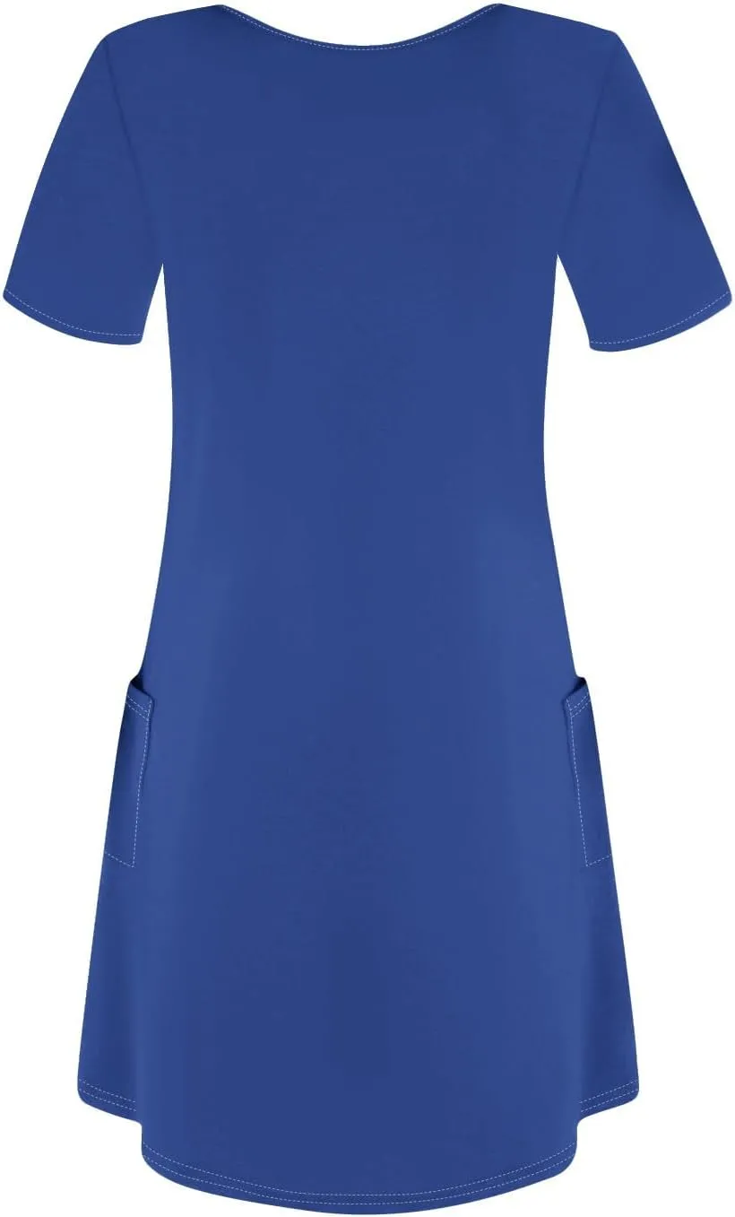 Summer Dresses for Women 2025 Casual Loose V Neck Short Sleeve T Shirt Dress Sundresses Beach Cover Up with Pockets