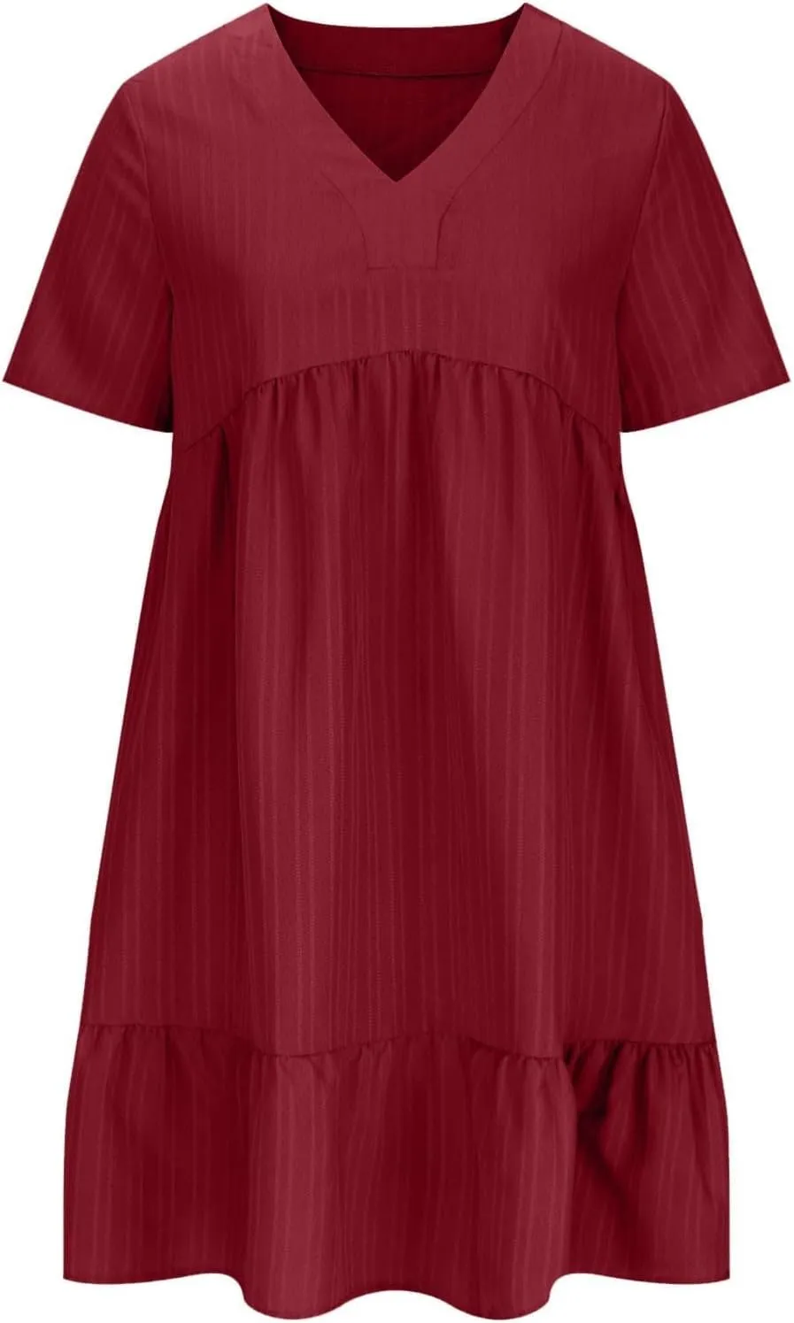 Summer Dresses for Women 2025 Casual Short Sleeve V Neck Flowy Swing Midi Dress Loose Beach Vacation Cute Sundresses