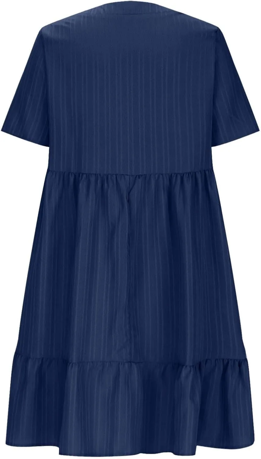 Summer Dresses for Women 2025 Casual Short Sleeve V Neck Flowy Swing Midi Dress Loose Beach Vacation Cute Sundresses