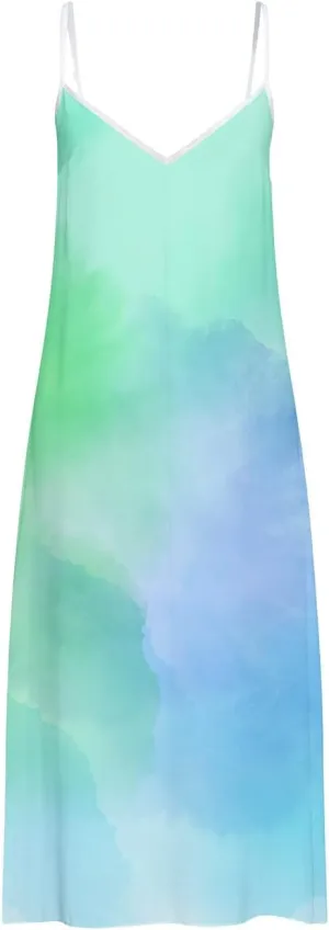 Summer Dresses for Women 2025 Spaghetti Strap Boho Tie Dye Maxi Dress V Neck Boho Beach Sundress Trendy Soft Dress