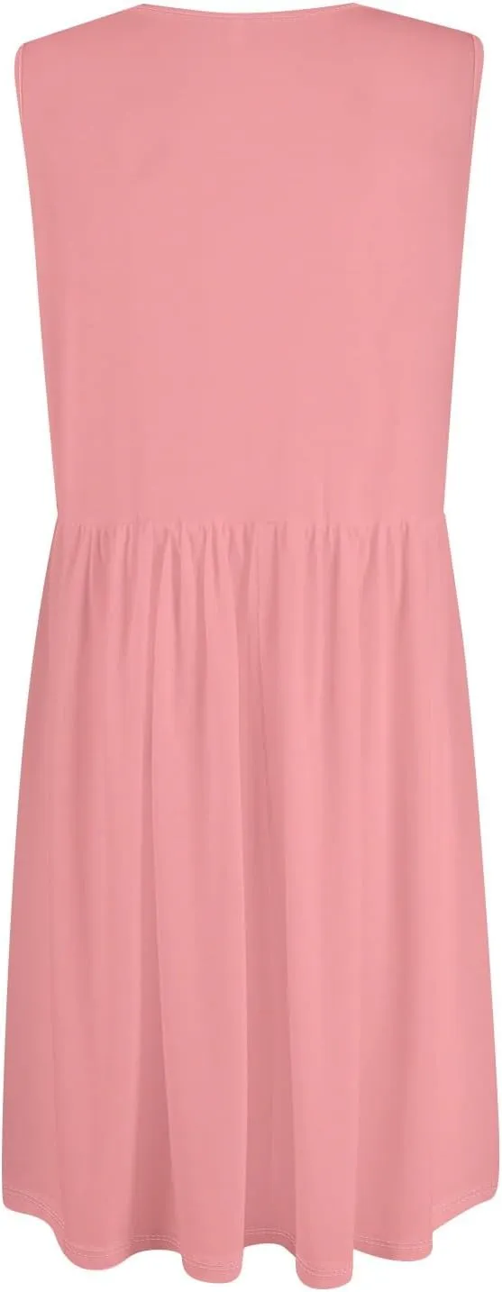 Summer Dresses for Women Loose Sundresses printedCasual Tshirt Tank Dresses Beach Sleeveless Mini Dress with Pockets