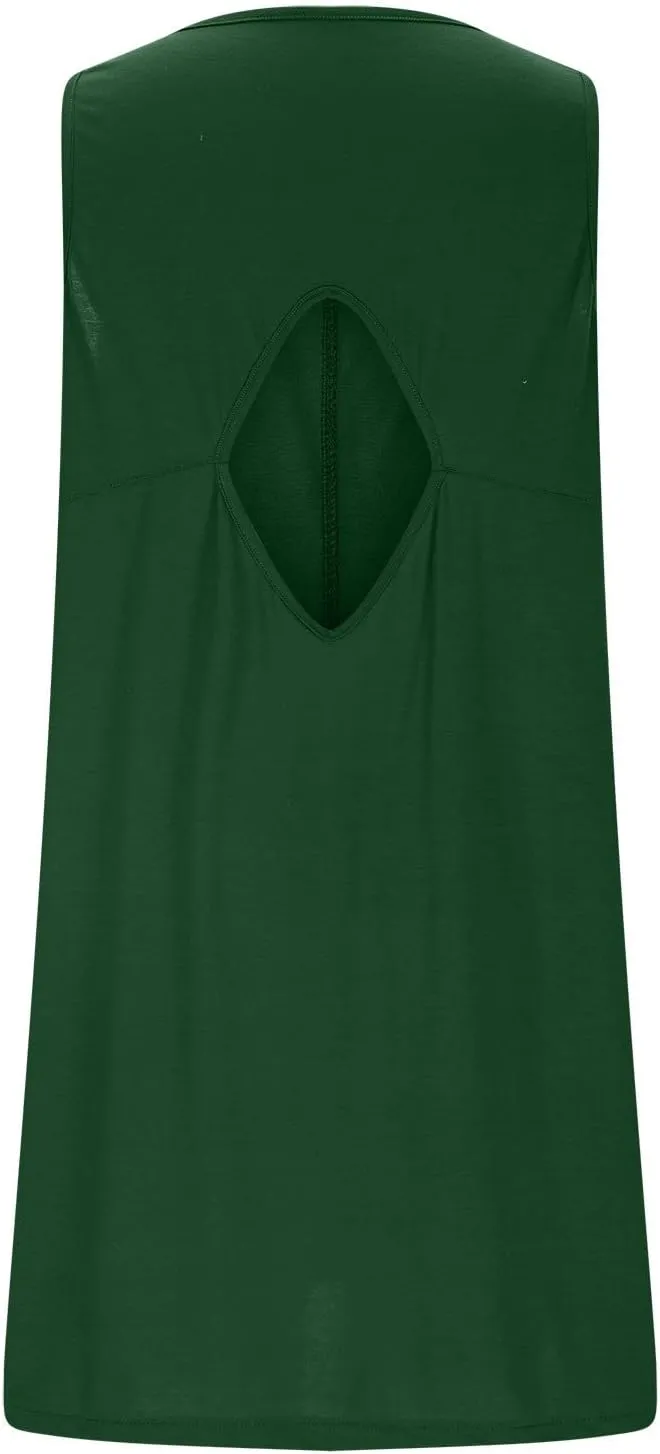 Summer Dresses for Women Solid Sleeveless Cutout Back Sundress Beach Swimwear Summer Casual Mini Dress with Pockets