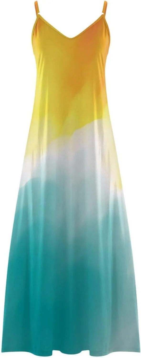 Summer Dresses for Women Vacation Floral Slip Dress Boho Maxi Sleeveless Dress Casual V Neck Beach Sundresses 2025