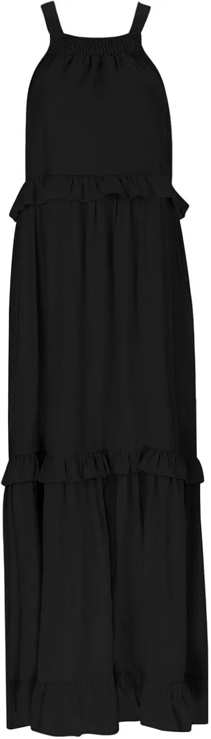 Summer Maxi Dresses for Women 2025 Elegant Flowy Tiered Ruffle Dress Casual Loose Swing Beach Vacation Clothes