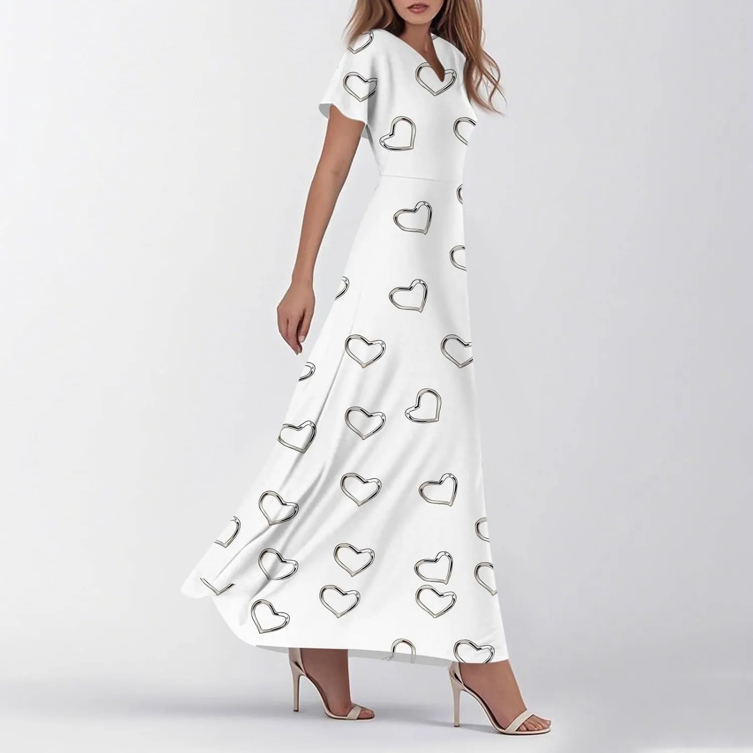 Summer Maxi Dresses for Women 2025 Floral V Neck Long Sundresses for Beach Vacation Flowy Casual Wedding Guest Dress