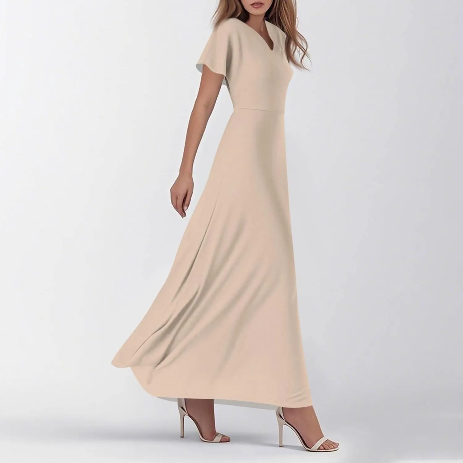 Summer Maxi Dresses for Women 2025 Floral V Neck Long Sundresses for Beach Vacation Flowy Casual Wedding Guest Dress