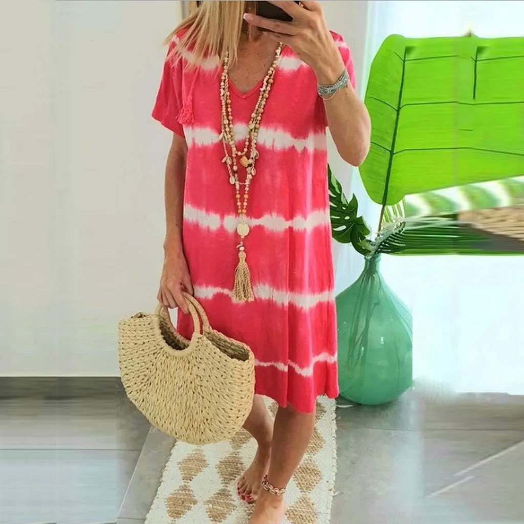 T-Shirt Dress for Women Spring Fashion Casual Summer Short Sleeve Crewneck Loose Classic Comfy Soft Basic Midi Dresses