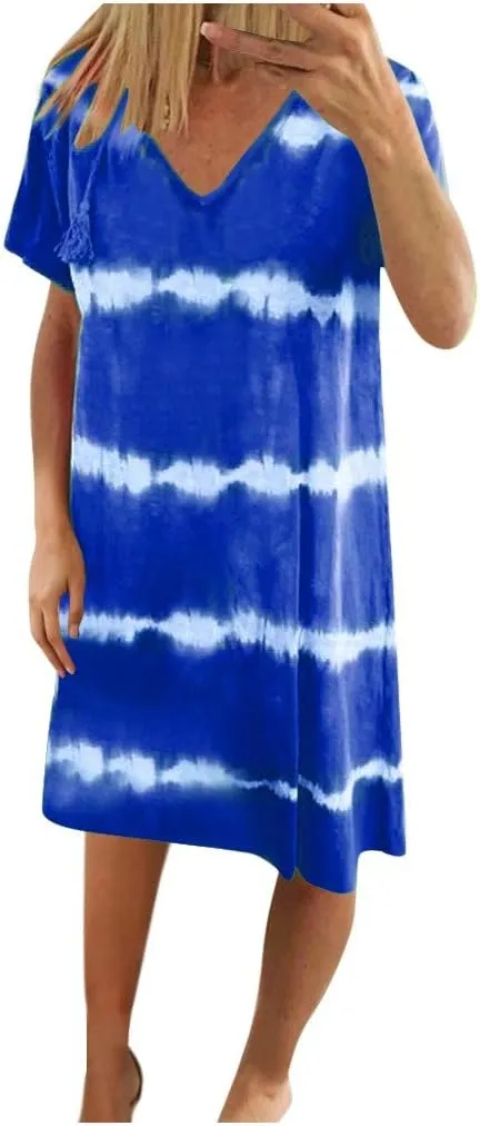 T-Shirt Dress for Women Spring Fashion Casual Summer Short Sleeve Crewneck Loose Classic Comfy Soft Basic Midi Dresses