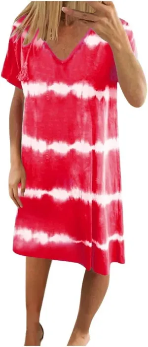 T-Shirt Dress for Women Spring Fashion Casual Summer Short Sleeve Crewneck Loose Classic Comfy Soft Basic Midi Dresses