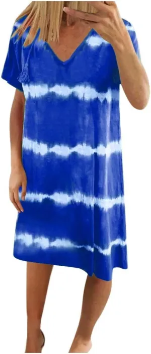 T-Shirt Dress for Women Spring Fashion Casual Summer Short Sleeve Crewneck Loose Classic Comfy Soft Basic Midi Dresses