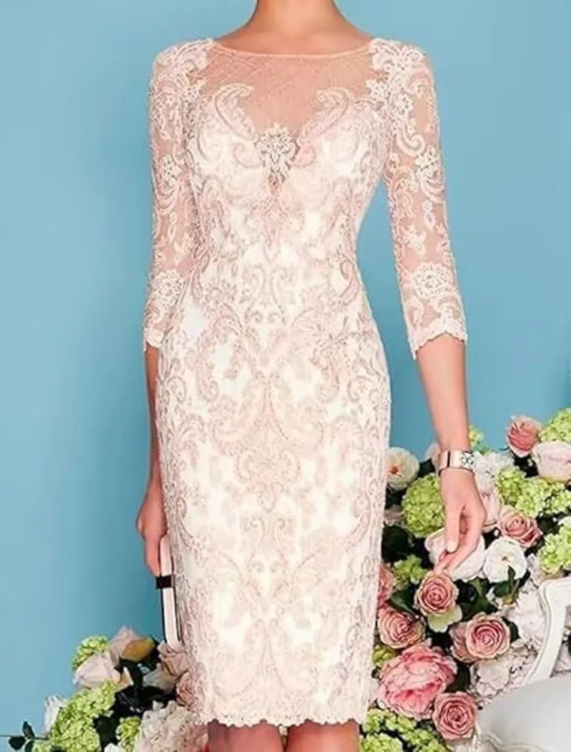 Tea Length Mother of The Bride Dresses for Wedding with Jacket Chiffon 2PC Elegant Grandmother of The Bride Dress