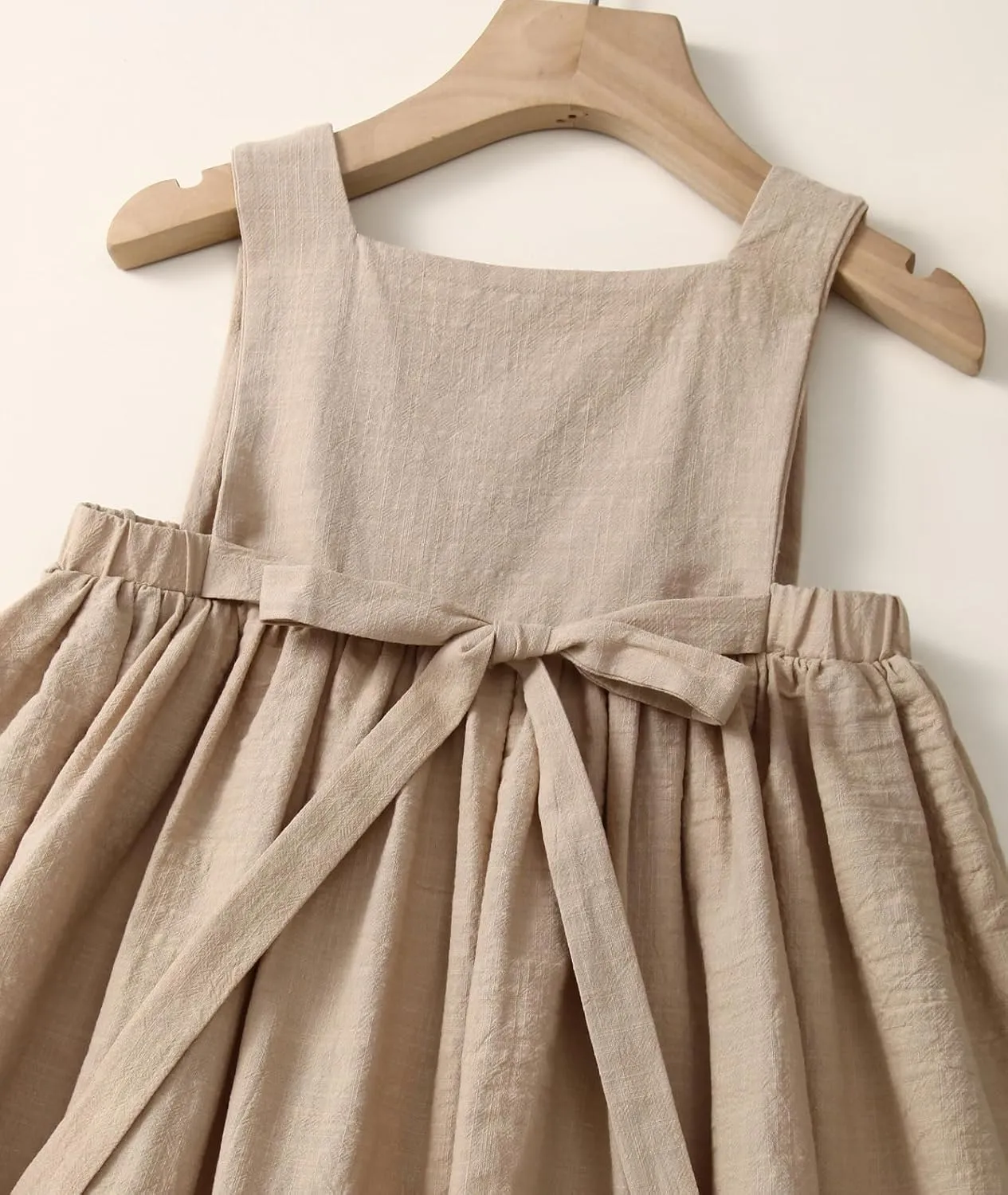 Toddler Girl Cotton Linen Summer Dress Suspender Sleeveless Button Beach Girls Sundress