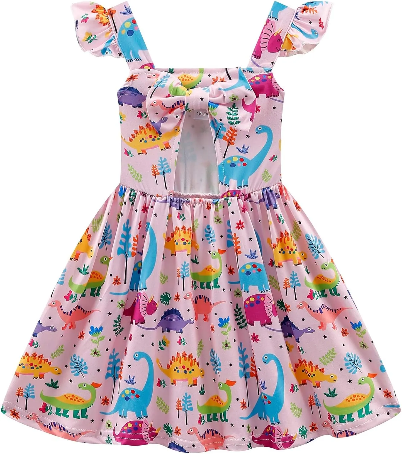 Toddler Girls Dresses Kids Summer Clothes Ruffle Sleeve Back Bowknot Dress Baby Backless Party Sundress 2-7 Years